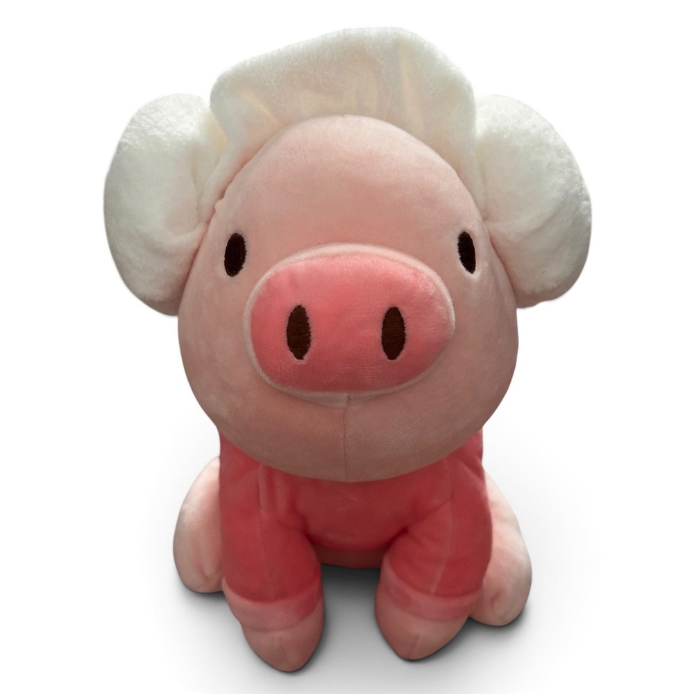 Miniso Penple Toy Piglet Gigi Pink Shirt White Cap Plush 9.5" Pig Stuffed Animal
